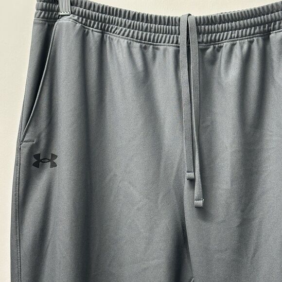 Under Armour Track Pants Mens XXL Gray Fitted Drawstring Pocket Zip Ankle Gym - Picture 2 of 11